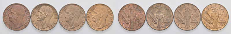 REGNO D'ITALIA. Vittorio Emanuele III (1900-1943). Lotto di 4 monete da 10 Cente...