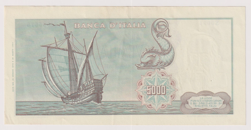 REPUBBLICA ITALIANA. Banca d'Italia. 5.000 lire COLOMBO 2° tipo. 11-04-1973. Car...