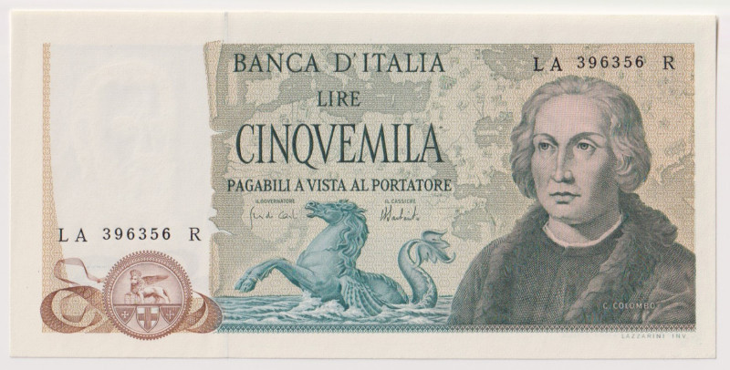 REPUBBLICA ITALIANA. Banca d'Italia. 5.000 lire COLOMBO 2° tipo. 11-04-1973. Car...