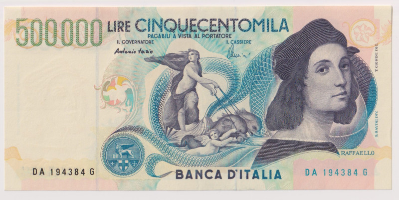 REPUBBLICA ITALIANA. Banca d'Italia. 500.000 lire RAFFAELLO. 13-05-1997. Carta c...