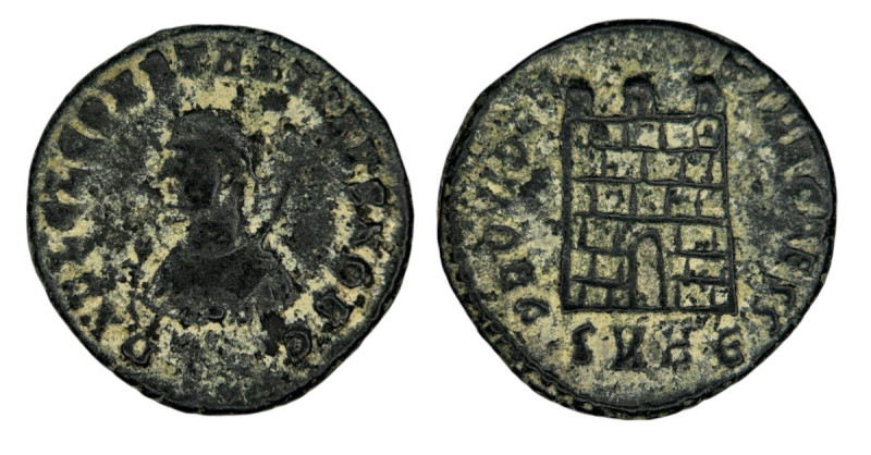 Roman Empire
Licinius I 321-323 AD. Follis (17mm, 2.94g). 
Obv: IMP LICINIVS AVG...