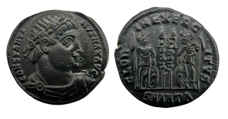 Roman Empire
Constantine II, as Caesar 317-337 AD. Follis Æ (17mm, 2.43g) .
good...