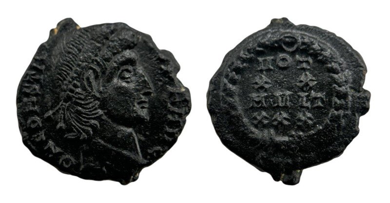 Roman Empire
Constans 337-350 AD. AE Follis (14mm, 2.14g)
Obv: D N CONSTANS P F ...