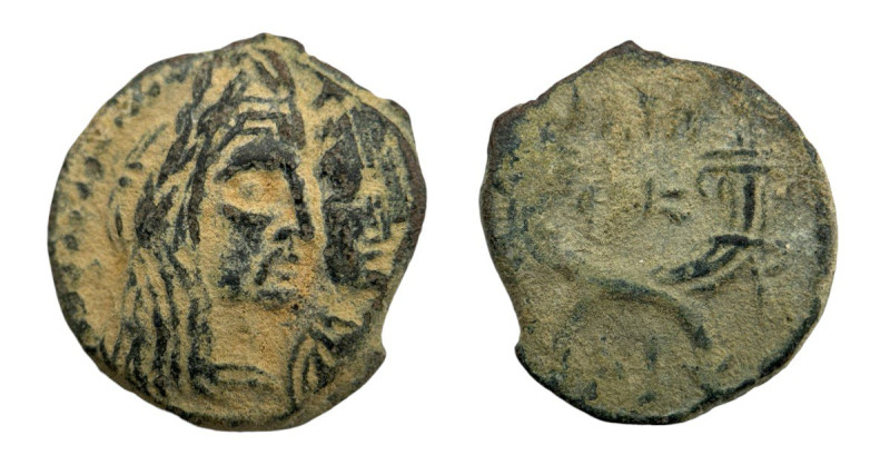 Nabataean Kingdom. 
Aretas IV 9 BC-40 AD. AE (17mm, 3.90g)
Obv: Heads of Aretas ...