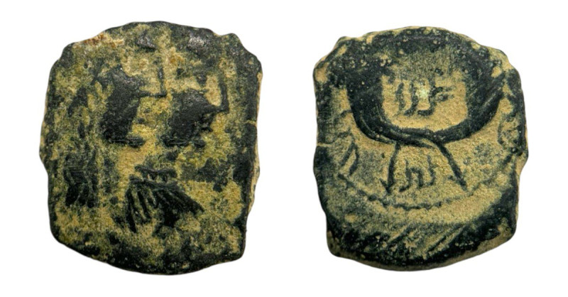 Nabataean Kingdom. 
Aretas IV, with Shuqailat. 9 BC-40 AD. AE unit ( 15mm, 2.58g...