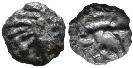 Gaul, Northwest. Aulerci Eburovices, c. 100-50 BC. Potin (15mm, 2.96g). Head r. R/ Boar r.; three pellets below. D&T 2645. Near VF