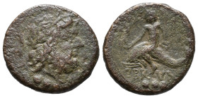 Southern Apulia, Brundisium, 2nd century BC. Æ Quadrans (17mm, 3.30g). Laureate head of Poseidon r.; wreath-bearing Nike above trident behind. R/ Phal...
