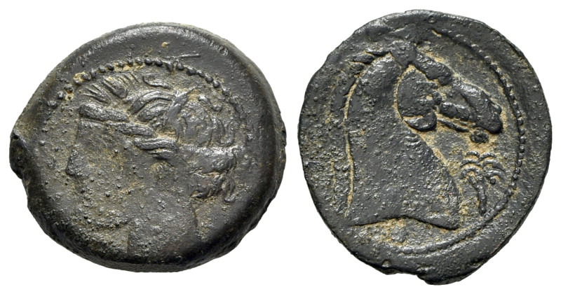 Carthaginian Domain, Sardinia, c. 264-241 BC. Æ (21mm, 5.42g, 9h). Wreathed head...