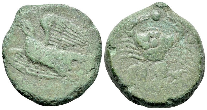 Sicily, Akragas, c. 425-406 BC. Æ Hemilitron (27mm, 17.43g, 12h). Eagle left. R/...