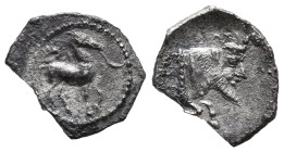 Sicily, Gela, c. 465-450 BC. AR Litra (10mm, 0.59g). Horse advancing r.; wreath above. R/ Forepart of man-headed bull r. Jenkins, Gela, Group III; HGC...