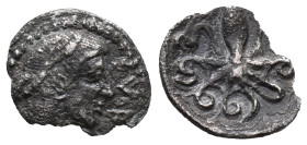 Sicily, Syracuse, c. 466-460 BC. AR Litra (11.5mm, 0.45g). Head of Arethusa r., wearing earring, necklace and pearl diadem. R/ Octopus. Boehringer Ser...