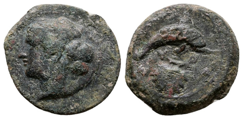 Sicily, Syracuse. Dionysios I (405-367 BC). Æ Hemilitron (16mm, 3.33g). Head of ...