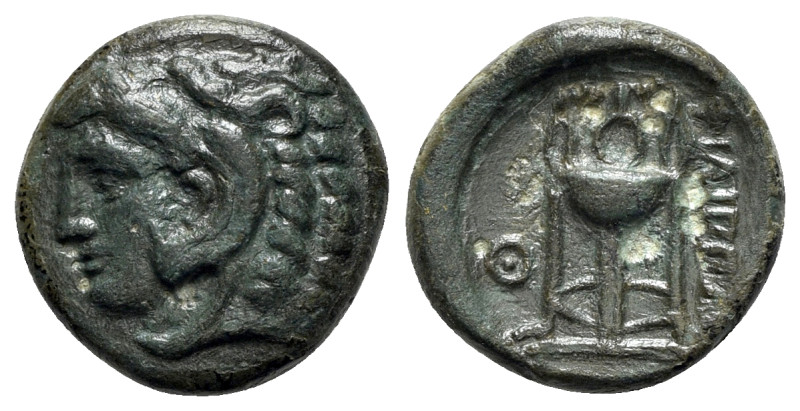 Macedon, Philippi, c. 356-345 BC. Æ (17mm, 5.27g, 9h). Head of Herakles l., wear...