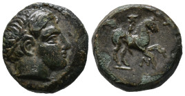 Kings of Macedon, time of Philip II - Antipater & Alexander V (c. 359-294 BC). Æ Unit (18mm, 4.85g). Uncertain mint in Macedon. Head of male r., weari...