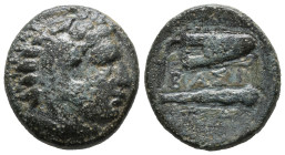 Kings of Macedon, Alexander III 'the Great' (336-323 BC). Æ (16mm, 5.17g). Uncertain mint in Western Asia Minor. Head of Herakles r., wearing lion ski...
