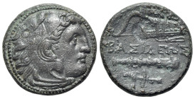 Kings of Macedon, Alexander III ‘the Great’ (336-323 BC). Æ (18mm, 5.64g, 6h)). Uncertain mint in Western Asia Minor. Head of Herakles r., wearing lio...