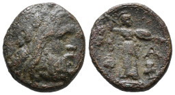 Kings of Macedon, Philip V (221-179 BC). Æ Half Unit (15mm, 3.69g). Uncertain Macedonian, c. 211-197. Head of Zeus r., wearing wreath of oak leaves. R...