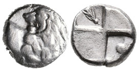 Thrace, Chersonesos, c. 386-338 BC. AR Hemidrachm (12mm, 2.13g). Forepart of lion r., head reverted. R/ Quadripartite incuse square with alternating r...