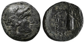 Thrace, Lysimacheia, c. 309-220 BC. Æ (17mm, 3.92g). Head of Herakles r., wearing lion skin. R/ Nike standing l., holding wreath and palm. HGC 3.2, 15...
