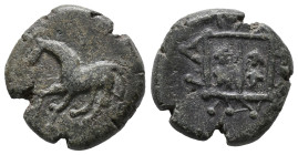 Thrace, Maroneia, c. 3rd-2nd century BC. Æ (14mm, 3.30g). Horse standing l. R/ Grape arbor within linear square. Contemporary imitation. Near VF