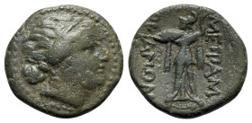 Thrace, Mesambria, c. 275/50-175 BC. Æ (19mm, 3.93g, 12h). Diademed female head r. R/ Athena Promachos l. Topalov, Messambria 16; SNG BM Black Sea 280...