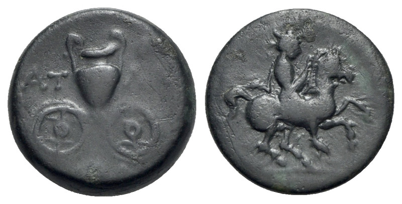 Thessaly, Krannon, c. 350-300 BC. Æ Dichalkon (16.5mm, 4.26g, 1h). Horseman ridi...