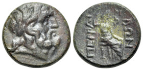 Thessaly, Perrhaiboi. Late 2nd-early 1st century BC. Trichalkon (Bronze, 18.5mm, 6.84g, 12h). Obv. Laureate head of Zeus to right. Rev. ΠΕΡΡΑΙ - ΒΩΝ H...
