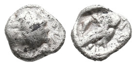 Attica, Athens, c. 454-404 BC. AR Obol (8mm, 0.52g). Helmeted head of Athena r. R/ Owl standing r., head facing; olive sprig and crescent behind; all ...