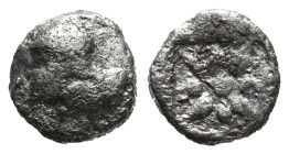 Asia Minor, Uncertain, 5th century BC. AR Hemiobol (7mm, 0.50g). Helmeted head of Athena r. R/ Star of four long rays with pellet centre; pellets in q...
