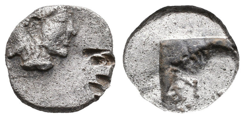 Mysia, Lampsakos, c. 500-450 BC. AR Obol (10mm, 0.81g). Female janiform head. R/...