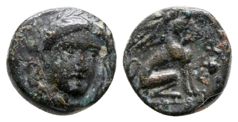 Troas, Gergis. 4th century BC. Æ (8 mm 0,83 g). Obv. Laureate head of Sibyl Hero...