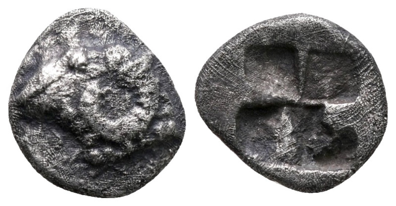 Troas, Kebren, 5th century BC. AR Diobol (11mm, 1.31g). Ram’s head l. R/ Quadrip...