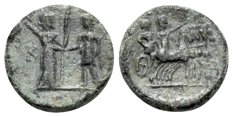 Aeolis, Kyme, 2nd century BC. Æ (17mm, 3.95g, 12h). Artemis, holding long torch,...