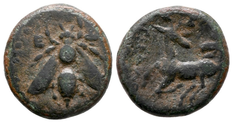 Ionia, Ephesos. Circa 370-350 BC. Æ (16 mm 3,36 g). Obv. Ε-Φ Bee with straight w...