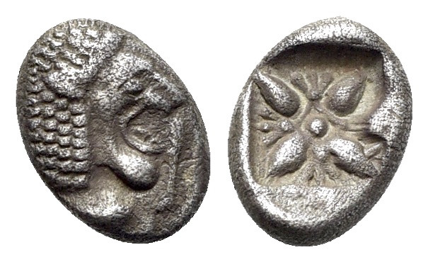 Ionia, Miletos, late 6th-early 5th century BC. AR Diobol (9mm, 1.10g). Forepart ...