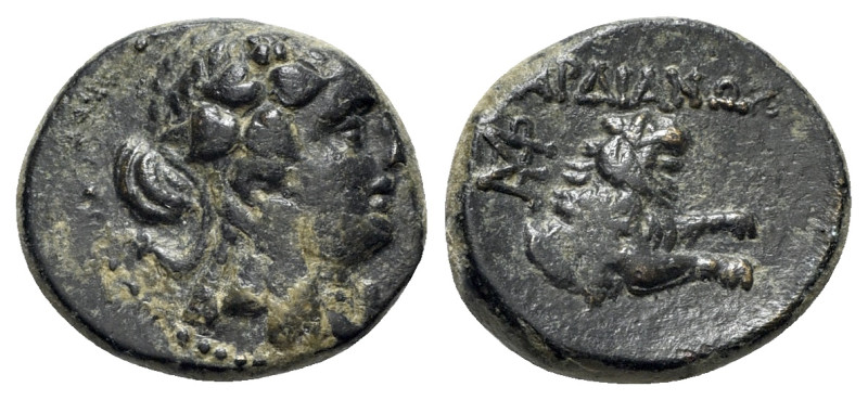 Lydia, Sardeis, c. 133 BC-AD 14. Æ (17mm, 3.96g, 12h). Wreathed head of Dionysos...