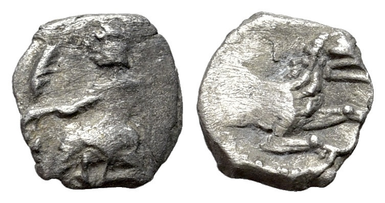 Lycaonia, Laranda, c. 324/3 BC. AR Obol (9mm, 0.39g). Baaltars seated l., holdin...