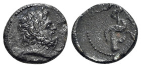 Seleucis and Pieria, Antioch(?), 2nd century AD. Æ (15mm, 2.51g, 6h). Laureate head of Asklepios r. R/ Serpent-entwined staff. McAlee p. 85, fig. 14; ...