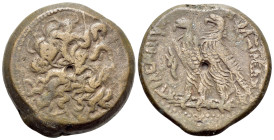 Ptolemaic Kings of Egypt. Ptolemy VI and Ptolemy VIII (Coregency, 170-163 BC). Æ Diobol (27mm, 23.84g, 12h). Alexandreia. Head of Zeus-Ammon r. R/ Two...