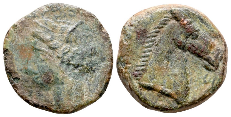 Carthage, c. 300-264 BC. Æ (18 mm, 4.69 g). Obv. Wreathed head of Tanit left. Re...