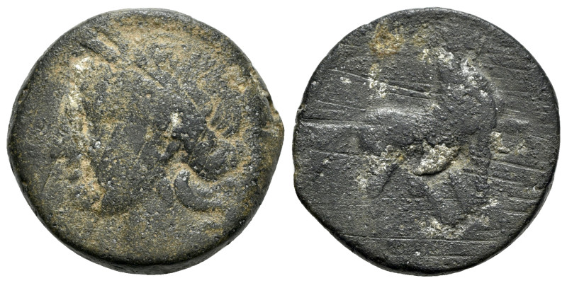 Carthage, c. 201-175 BC. Æ Trishekel (27mm, 22.35g, 12h). Wreathed head of Tanit...