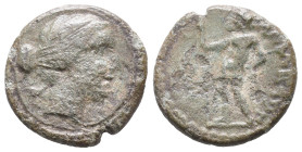 Uncertain mint, c. 3rd-2nd century BC. Æ (13mm, 2.22g). Head of Artemis r. R/ Zeus(?) standing l., holding sceptre. Good Fine