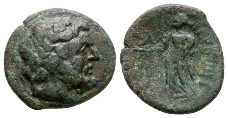 Uncertain mint, c. 3rd-1st century BC. Æ (15mm, 1.96g). Laureate head of Zeus r....