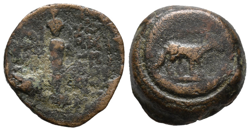 Uncertain mint. Æ (16mm, 4.55g). Statue of Artemis facing. R/ Ram(?) standing r....