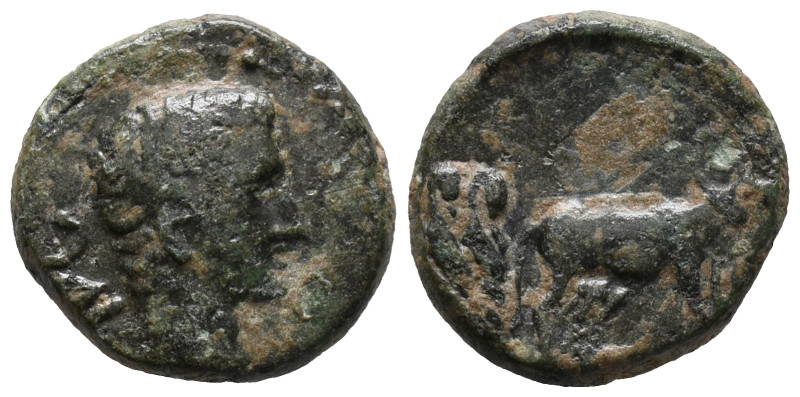 Augustus (27 BC-AD 14). Macedon, Philippi. Æ (16mm, 4.51g). Bare head r. R/ Two ...