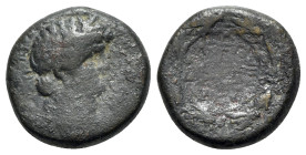 Nero (54-68). Judaea, Neronias. Æ (17mm, 5.90g, 6h). Laureate head r. R/ Legend within wreath. RPC I 4989. VF