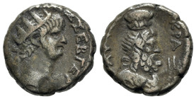 Nero (54-68). Egypt, Alexandria. BI Tetradrachm (23.5mm, 12.34g, 12h), year 10 (AD 63/4). Radiate head r. R/ Draped bust of Serapis r., wearing taenia...