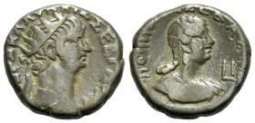 Nero and Poppaea (54-68). Egypt, Alexandria. BI Tetradrachm (24mm, 13.66g, 12h), year 10 (63/4). Radiate head of Nero r. R/ Draped bust of Poppaea r. ...