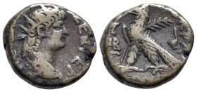 Nero (54-68). Egypt, Alexandria. BI Tetradrachm (24.5mm, 13.19g, 12h), year 12 (AD 65/6). Radiate head r., wearing aegis. R/ Eagle standing l., with p...
