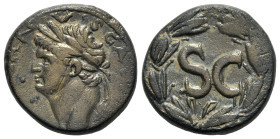 Domitian (81-96). Seleucis and Pieria, Antioch. Æ (25mm, 12.63g, 6h). Laureate head l. R/ Large SC within wreath. RPC II 2023; McAlee 409a. Good VF